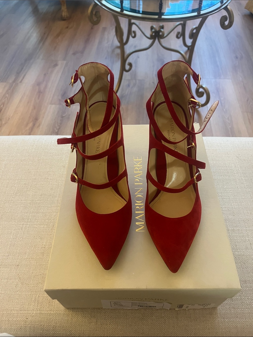 Marion Parke Mitchell Suede Heels in Classic Red - Picture 6 of 14